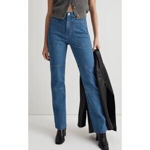 Madewell 32 T Jeans 90s Straight Utility High Rise Stretch Womens Tall DM7440